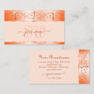 Cartão De Visita Ornamentado de Luxe Glam Salmon Movimento das Jove