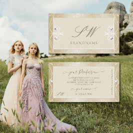 Cartão De Visita Ornamentado do Mosaico Beige Cream Minirograma Mon