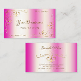 Cartão De Visita Ornamentado Dourado, cor-de-rosa-quente, de luxo,
