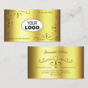Cartão De Visita Ornamentado Dourado de luxo Bordas do canto Adicio