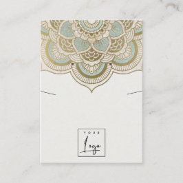 Cartão De Visita Ornamentado Dourado Teal Mandala Necklace Earração
