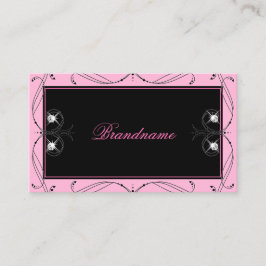Cartão De Visita Ornamentado Elegante de Diamantes Rosa Preto Chic