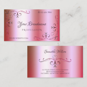 Cartão De Visita Ornamentado Ornamental, Gradiente Luminoso, Rosa e