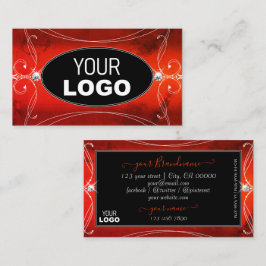 Cartão De Visita Ornamentado preto vermelho esmaecido Jovens de rep