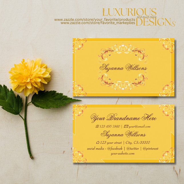 Cartão De Visita Ornamentado Tangerine Orange Eye Catching Inspiraç (Criador carregado)