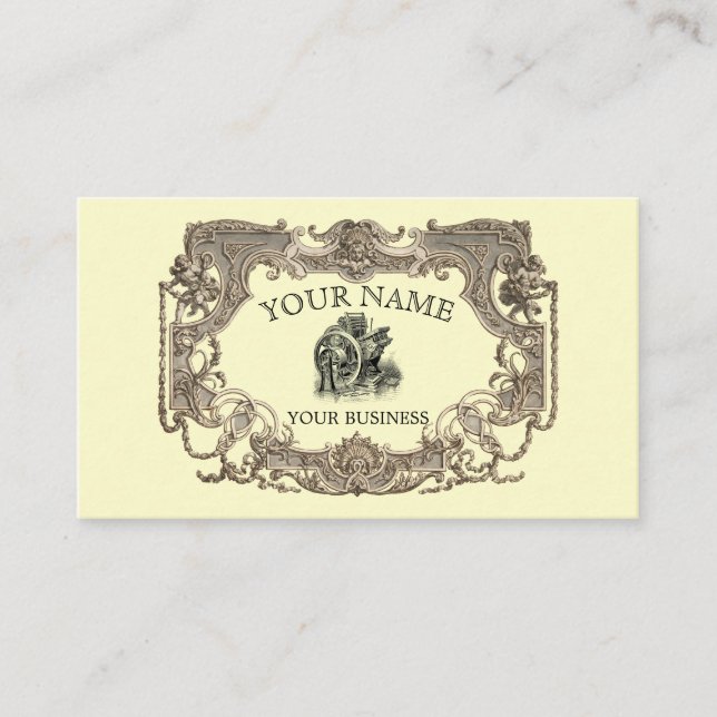 Cartão De Visita Ornamentado Vitoriano Era Steampunk Modelo (Frente)