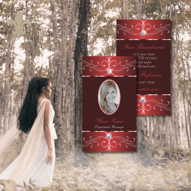 Cartão De Visita Ornamento de Ornamentado Noble Wine Red Burgundy c (Criador carregado)