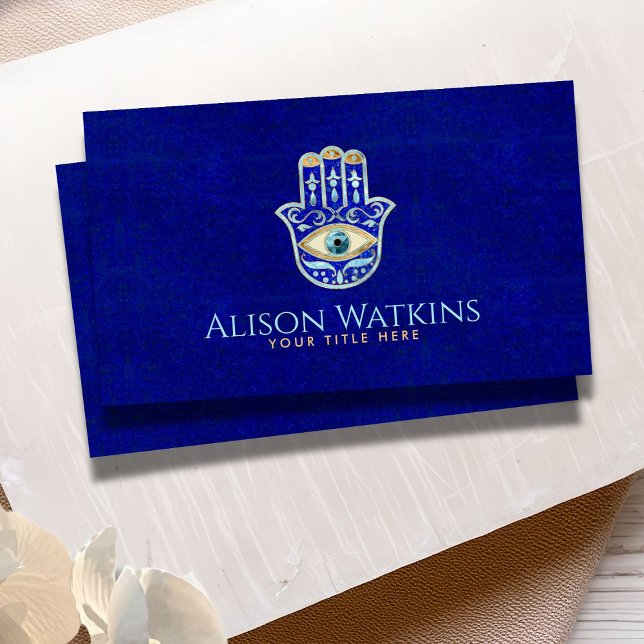 Cartão De Visita Ornamento Mão do Luxury Blue Lapis Lazuli Hamsa (Criador carregado)