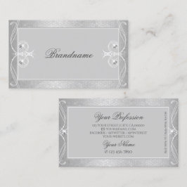 Cartão De Visita Ornamentos de Joias de Mosaico de Prata de Cinzas