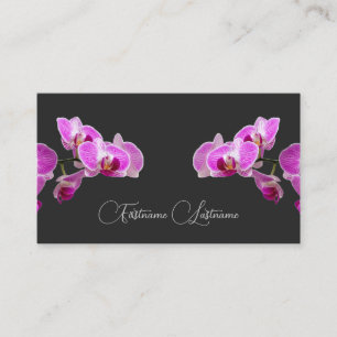 Cartão De Visita Orquídea cor-de-rosa-flor caligrafia cinza escura
