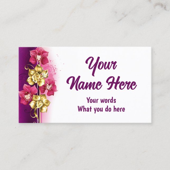 Cartão De Visita Orquídea de ouro em um Fundo Rosa (Frente)
