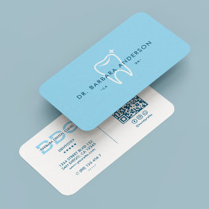 Cartão De Visita Ortodontista Mínimo Dentista Azul Celeste Dente