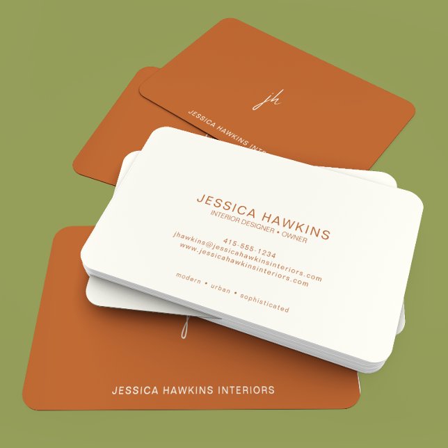 Cartão De Visita Ortografia Escura Monograma de Script Simples Eleg (Criador carregado)