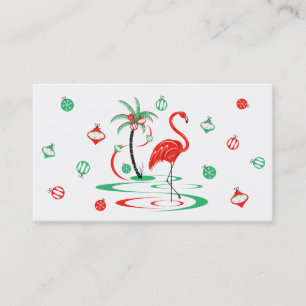 Cartão De Visita Os Baubles vermelhos do flamingo do Natal suportam