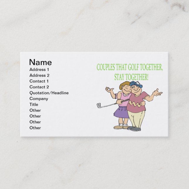 Cartão De Visita Os casais que Golf junto permanecem junto (Frente)
