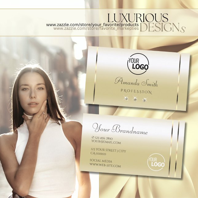 Cartão De Visita Os Diamantes Sparkle de Efeito de Creme Dourado do (Criador carregado)