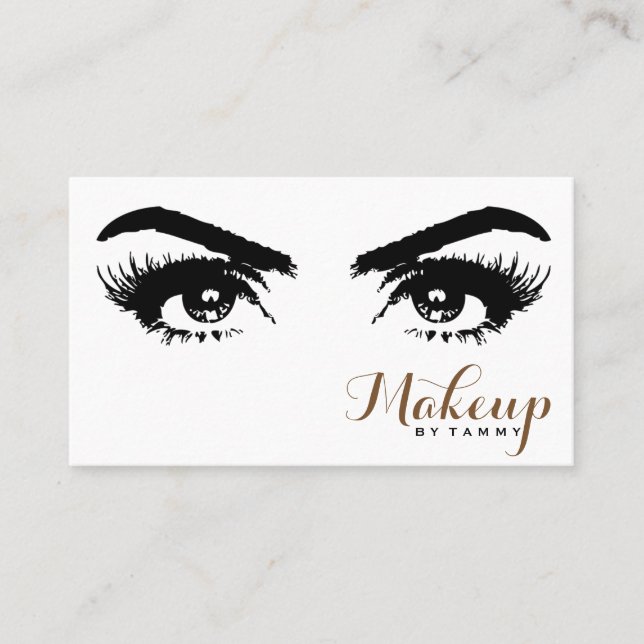 Cartão De Visita Os olhos elegantes fecham-se acima do maquilhador (Frente)