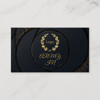 Cartão De Visita Os pontos do ouro do círculo preto