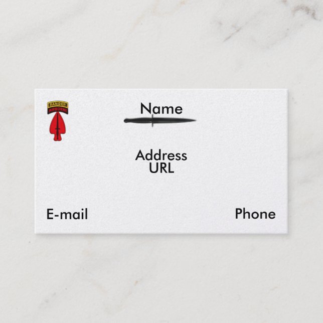 Cartão De Visita os veteranos especiais do sof soc dos ops do (Frente)