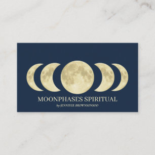 Cartão De Visita Ouro Azul Espiritual Lua Lunar