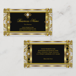 Cartão De Visita Ouro branco elegante preto