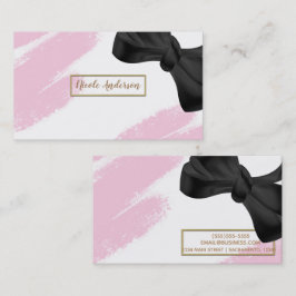 Cartão De Visita Ouro Branco Rosa Moderno Rosa Mínimo com Pincel e 