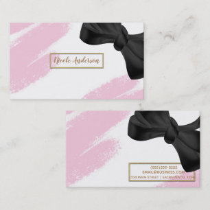 Cartão De Visita Ouro Branco Rosa Moderno Rosa Mínimo com Pincel e