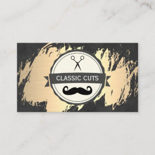 Cartão De Visita Ouro clássico da barbearia escovado