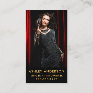 Cartão De Visita Ouro completo do Promo da foto do músico do canto