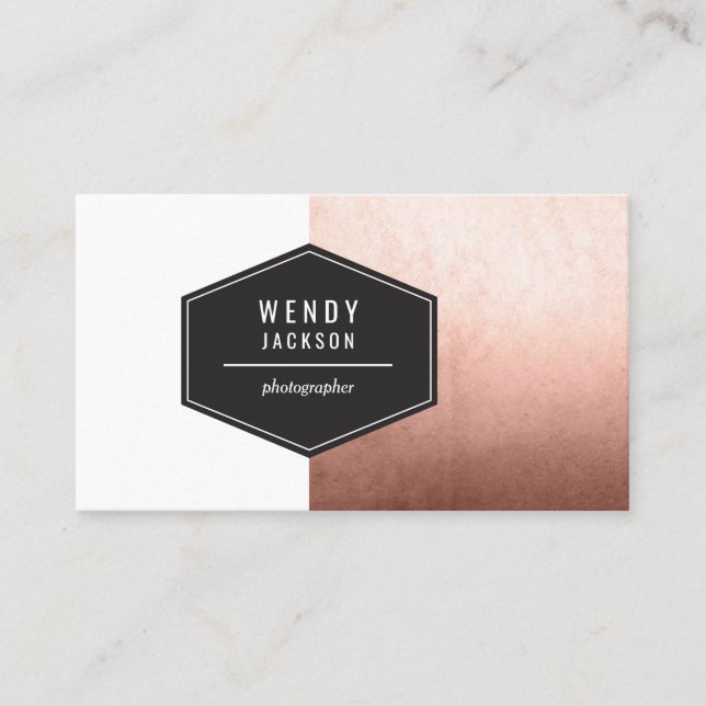 Cartão De Visita Ouro cor-de-rosa do polígono (Frente)