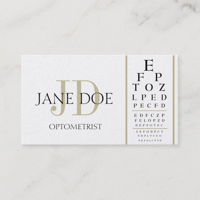 Cartão De Visita Ouro da carta do optometrista (Frente)