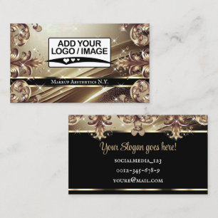 Cartão De Visita Ouro de logotipo Modelo Luxury Chic Deluxe