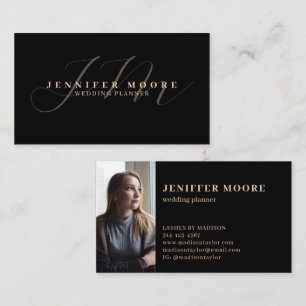 Cartão De Visita Ouro de luxo e monograma preto