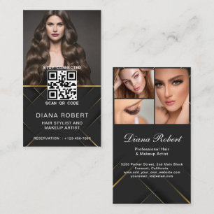 Cartão De Visita Ouro de luxo estilista Makeup Artist Salon qr