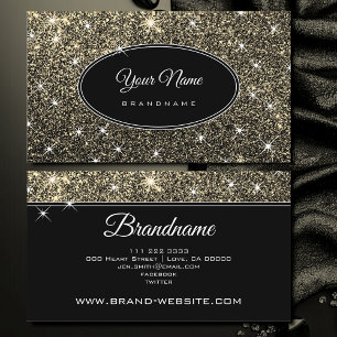 Cartão De Visita Ouro De Luxo Glitter Glam Estrelas Luminosas Elega