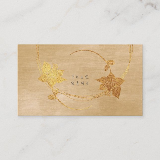 Cartão De Visita Ouro de minimalismo Beige Mostarda Velvet Vip (Frente)