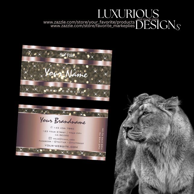 Cartão De Visita Ouro de Rosa das Estrelas de Brilho Dourado Nobre (Criador carregado)