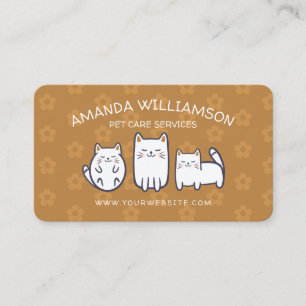 Cartão De Visita Ouro de Serviços de Pet Care de Gato de Gato Adorá