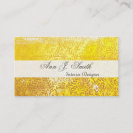 Cartão De Visita Ouro decorado elegante floral do teste padrão do
