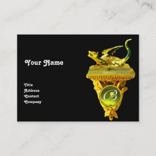 Cartão De Visita OURO DRAGON GEM MONOGRAM,amarelo topaz preto