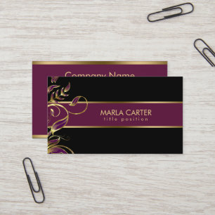 Cartão De Visita Ouro e redemoinhos do roxo