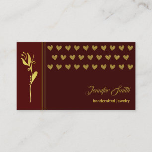 Cartão De Visita Ouro Elegante Corações da Flor Logotipo Personal