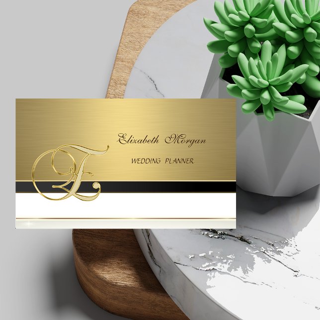 Cartão De Visita Ouro Elegante de luxo moderno e profissional - Mon (Criador carregado)