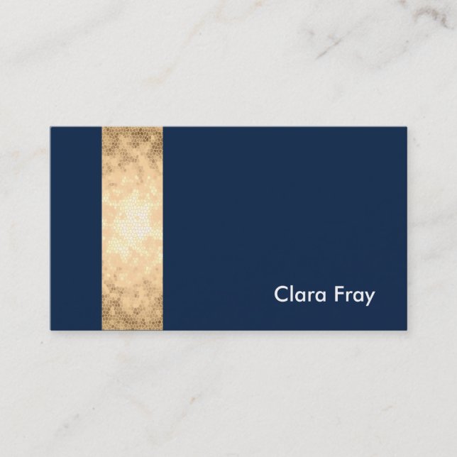 Cartão De Visita ouro elegante do falso, azul marinho, listras (Frente)