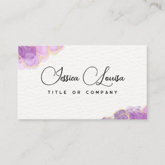 Cartão De Visita Ouro Elegante e mármore Mauve & Purple