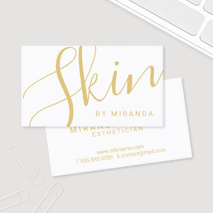 Cartão De Visita Ouro elegante profissional e Skincare branco