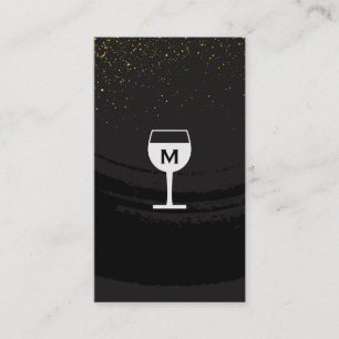 Cartão De Visita Ouro escovado preto do vidro de vinho salpicado