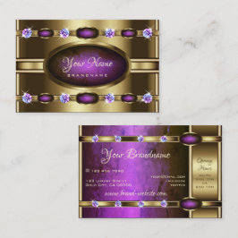 Cartão De Visita Ouro Extravagante com Padrão de Mármaco Roxo
