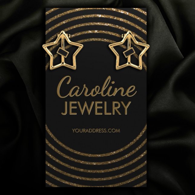 Cartão De Visita Ouro Faux Foil Outline Circle Earrice (Perfect for your business)