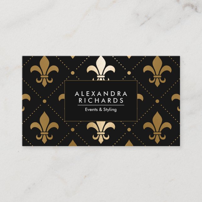 Cartão De Visita Ouro Fleur-de-lis (Frente)